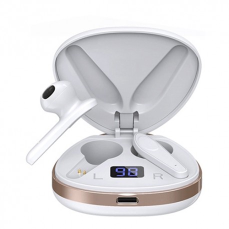 X19 TWS Earphone LED Display Wireless Earbuds HIFI Stereo headphones Sport Waterproof Noise Cancelling Headset - White