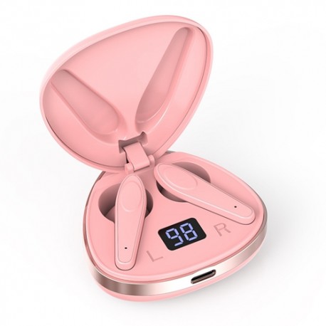 X19 TWS Earphone LED Display Wireless Earbuds HIFI Stereo headphones Sport Waterproof Noise Cancelling Headset - Pink