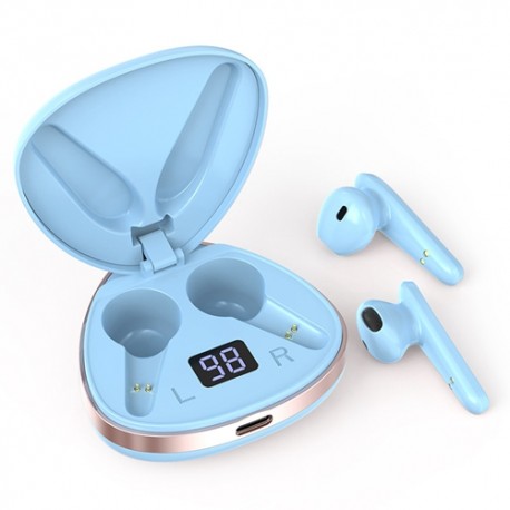 X19 TWS Earphone LED Display Wireless Earbuds HIFI Stereo headphones Sport Waterproof Noise Cancelling Headset - Blue