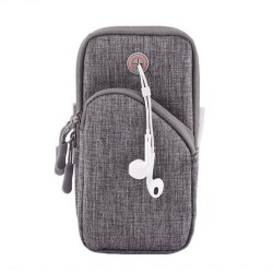 Armband Bags for Phone Money Keys Outdoor Sports Arm Package Bag with Headset Hole Running Arm Band - Grey, 6.3"