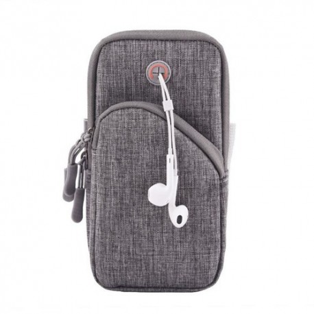 Armband Bags for Phone Money Keys Outdoor Sports Arm Package Bag with Headset Hole Running Arm Band - Grey, 6.3"