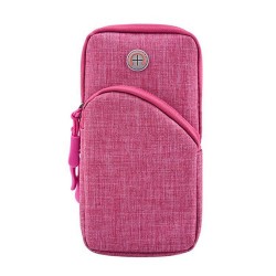 Armband Bags for Phone Money Keys Outdoor Sports Arm Package Bag with Headset Hole Running Arm Band - Deep Pink, 6.3"