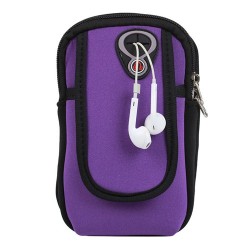 Armband Bags for Phone Money Keys Outdoor Sports Arm Package Bag with Headset Hole Running Arm Band - Purple, 6.5"