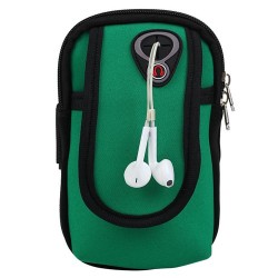 Armband Bags for Phone Money Keys Outdoor Sports Arm Package Bag with Headset Hole Running Arm Band - Green, 6.5"