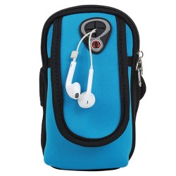 Armband Bags for Phone Money Keys Outdoor Sports Arm Package Bag with Headset Hole Running Arm Band - Sky Blue, 6.5"
