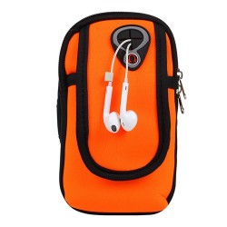 Armband Bags for Phone Money Keys Outdoor Sports Arm Package Bag with Headset Hole Running Arm Band - Orange, 6.5"